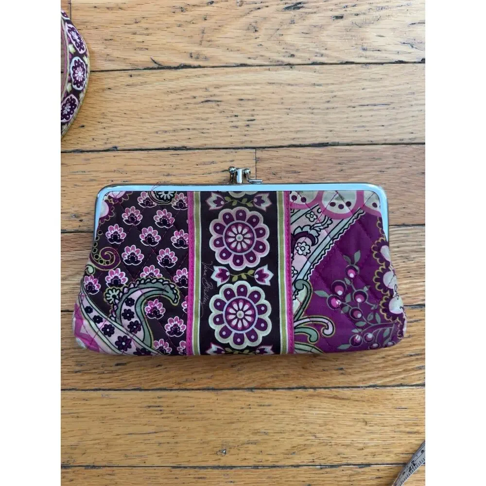 Vera Bradley Pink Paisley Shoulder Bag Purse Wallet Key Case 3 Pc Set Cotton